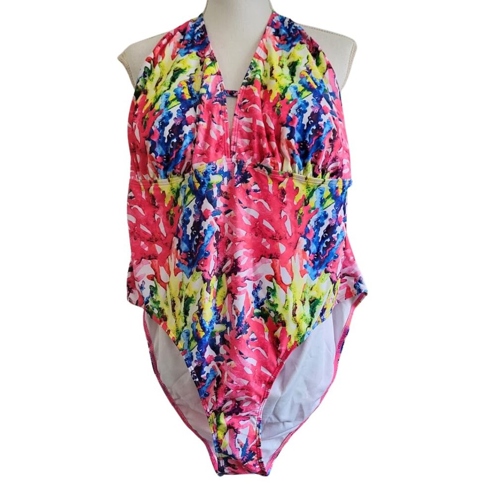 SHEIN Multi-Colored 1-Piece Swimsuit - New Without Tags Women's Plus Size 4X